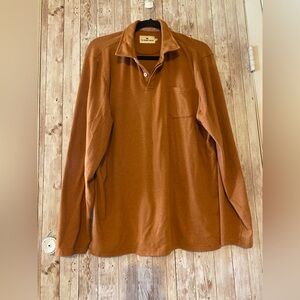 The Normal Brand Men's Copper Long Sleeve Polo Shirt Size XL Collared Soft